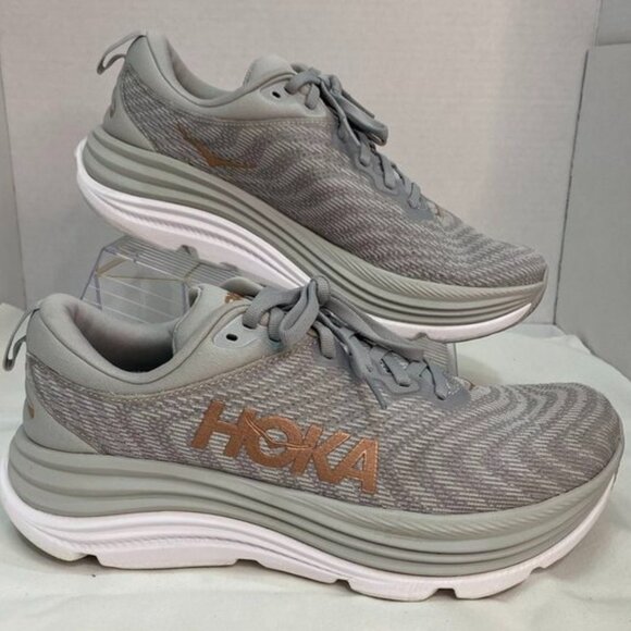 HOKA Gaviota 5 Women’s Running Shoes Gray / Rose Gold Size 9.5B - Picture 1 of 13